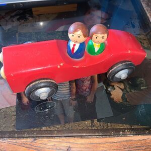 Vintage Wood Sports Car Two (2) Stylish 60’s Dressed ala Bond And Moneypenny